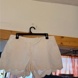 J. Crew High Waist Cream Scalloped Shorts